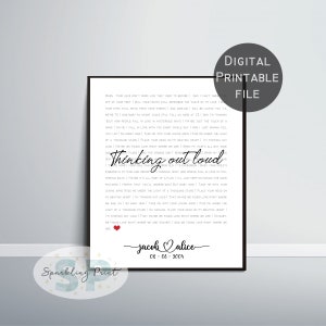 Custom Song Lyrics poster, Print Personalised Girlfriend Gift, first dance Present, Birthday Anniversary Valentine&#39;s, wedding wife husband