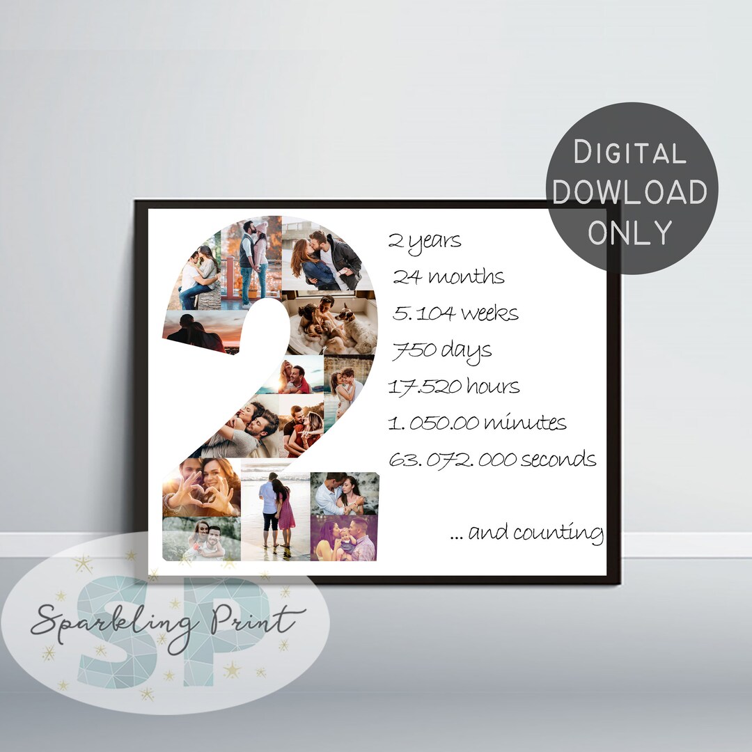 Custom Second 2nd Anniversary Collage Gift 2 Year Present For custom-second-2nd-anniversary-collage-gift-2-year-present-for