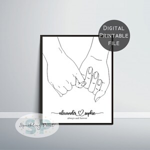 BFF Geburtstagsgeschenk, individuelle Pinkie Swear Kunstdruck, beste Freundin Geschenk, personalisierte minimalistische Kunst, einfache Kunst, Geburtstagsgeschenk