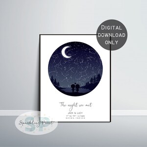 Cadeau personnalisé de la Saint-Valentin Constellation, bf Boyfriend gf Girfriend personnalisé, ciel étoilé par date, mariage, cadeau d'anniversaire