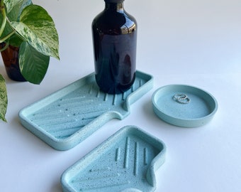 SOAP DISH- Green - Granite appearance with reflective glass