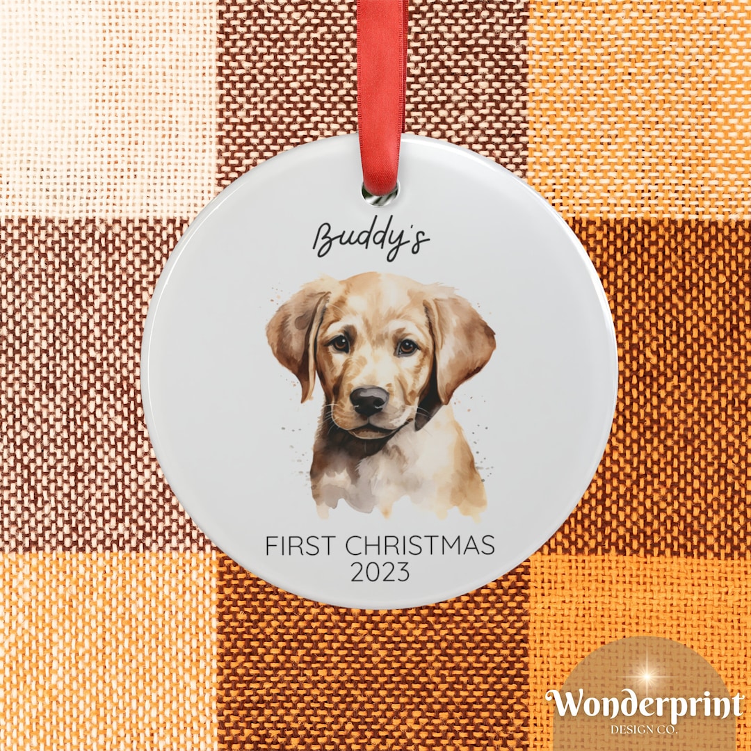 Dogs First Christmas Ornament 2023 Yellow Lab Custom Name Etsy