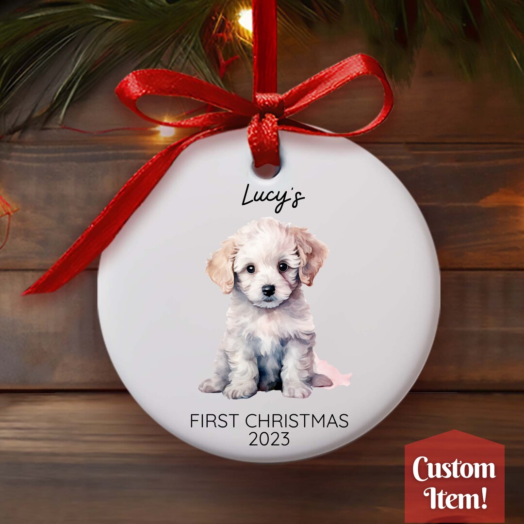 Custom Name Dogs First Christmas Ornament 2024, Maltipoo, Bichon Frise, Poodle Puppy Design Etsy