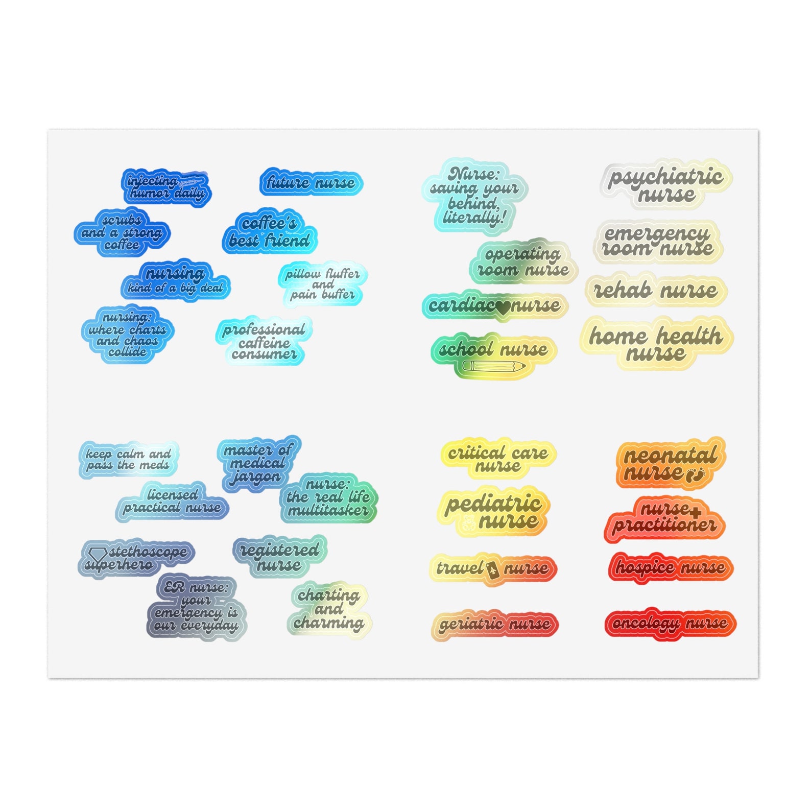 Stickers For Problem Statement Nursing Sticker Sheet for Nurses With Sassy Statements and Nurse Roles ...