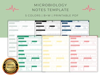 Microbiology Study Notes Template | Nursing Students | Science Major | Medical | Digital Printable PDF | College Science Study Guide Notes