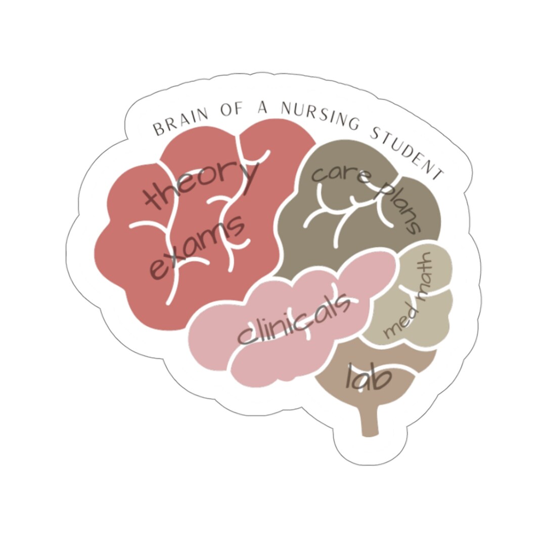 Nursing Student Brain Sticker for Future Nurses, Vintage Colors ...