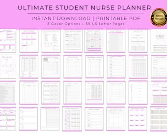 Ultimate Nursing School Planner Bundle | Undated | 35 Planner Pages | Digital Download | Printable PDF | Study | Nursing Student Organizer