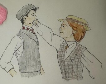 Anne Shirley Gilbert Blythe artwork, original sketch.