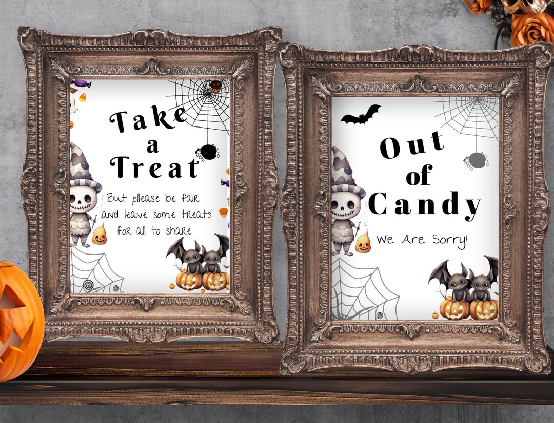 Printable Halloween Candy Bowl Sign Out of Candy Sign Halloween Take ...