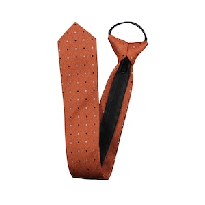 Orange Polka Dot Zipper Necktie - Vibrant and Convenient Pre-Tied Tie for Weddings, Business Events, and Everyday Style - Father&#39;s Day Gift