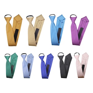 Eyelet Pattern Zipper Necktie - Unicolor Pre-tied Zip up Necktie | Various Colors - Father&#39;s Day Gift