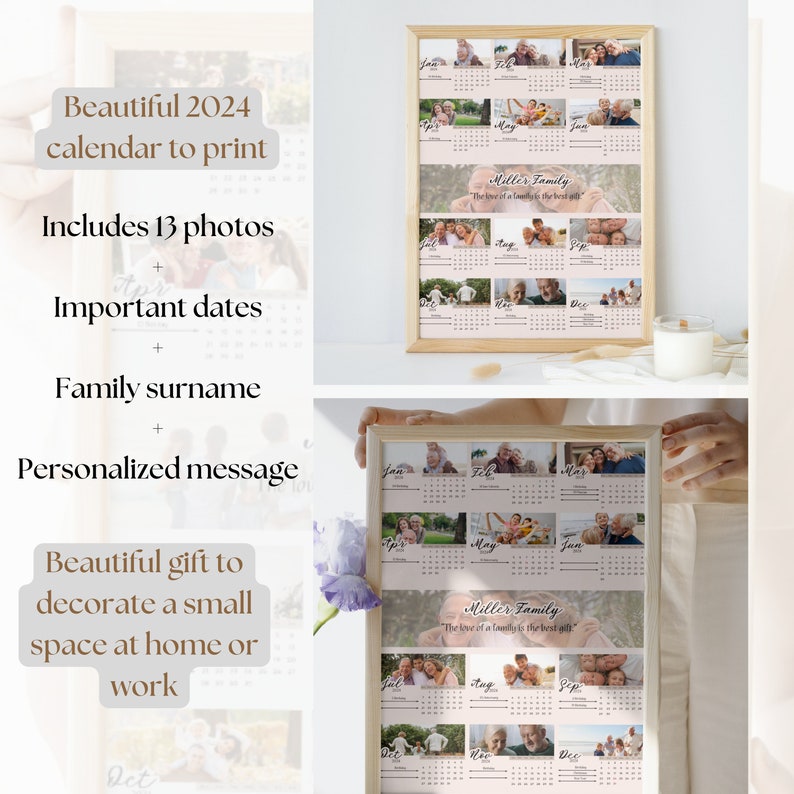 Custom 2025 Family Calendar for A4 Frame, Calendar 2025 for Grandma O