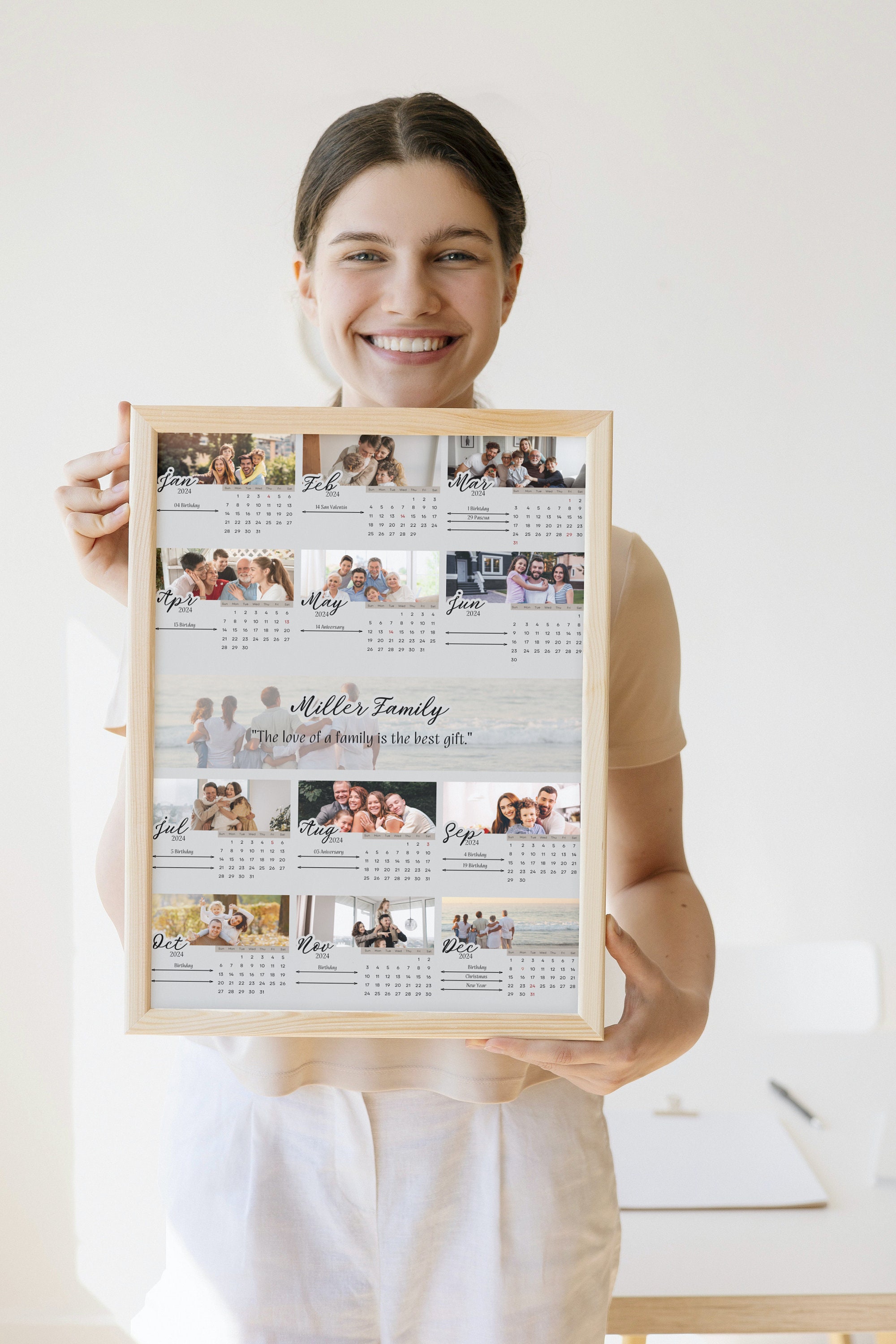Custom 2024 Family Calendar for A4 Frame Calendar 2024 for Etsy