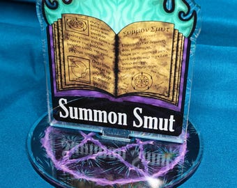 Decoración de estantería de acrílico holográfico Summon Smut / Romance picante / Romance oscuro / Smutty Smut / Bookish