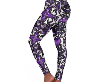 Leggings de yoga taille haute Leggings gothiques fantaisie noirs et violets