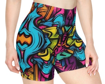 Women's Biker Shorts Graffiti Drip Style Design Booty Shorts