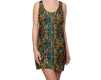 Women's Cut & Sew Racerback Dress Celtic Style Print Racerback Summer Dress