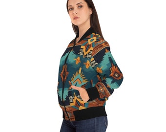 Women's Bomber Jacket Southwestern Style Bomber Jacket