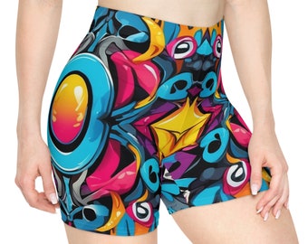 Women's Biker Shorts Graffiti Booty Shorts