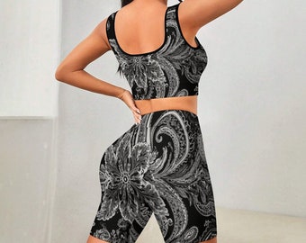 Custom Printed 2pc Yoga Workout Outfit