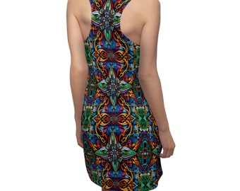 Women's Cut & Sew Racerback Dress Celtic Style Print Racerback Summer Dress