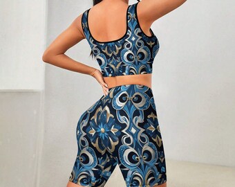 Custom Printed 2pc Yoga Workout Outfit