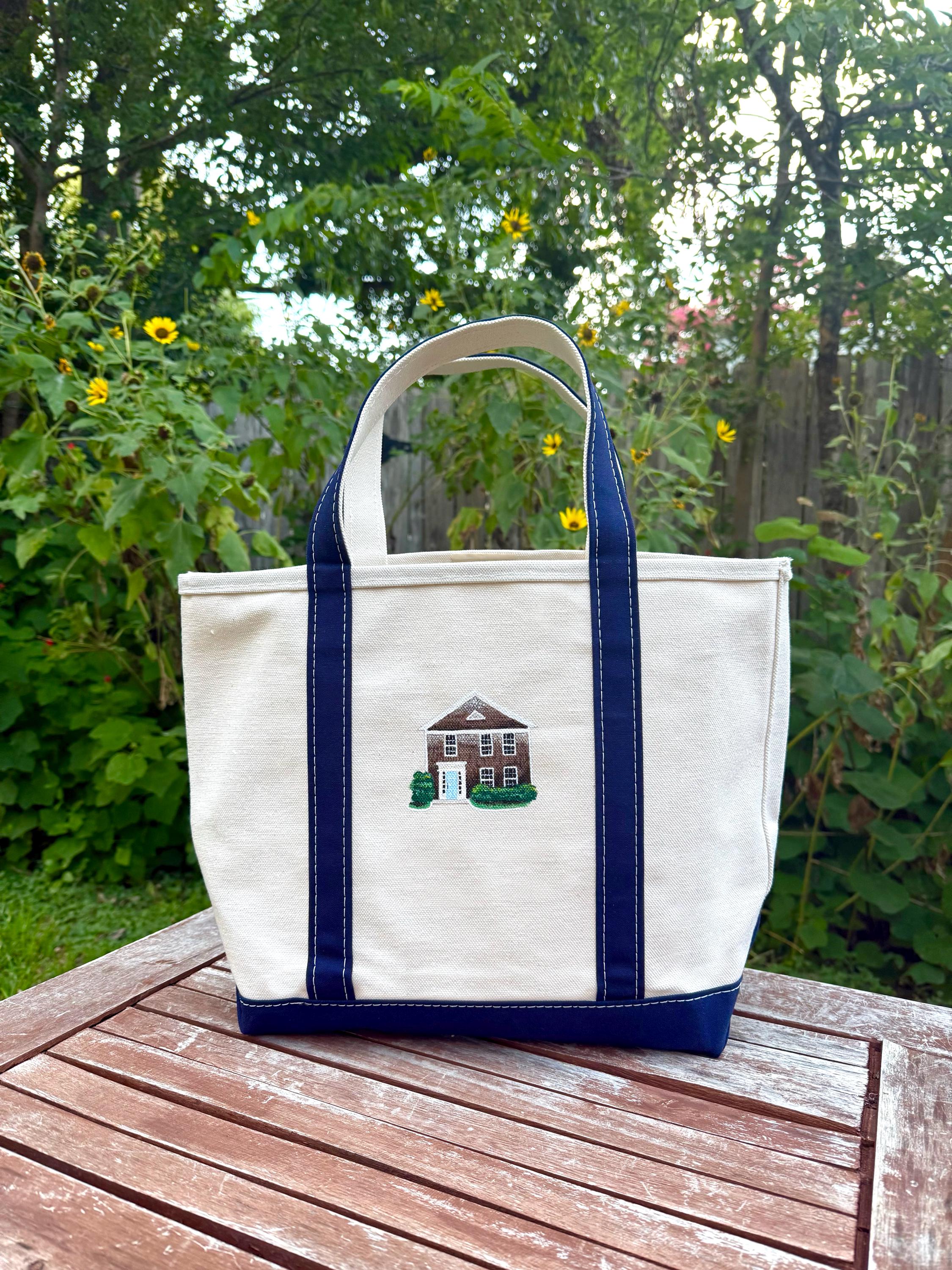 L.L.Bean Canvas Crossbody in denim blue with tan lining tote bag | LLADYBIRD main image 2