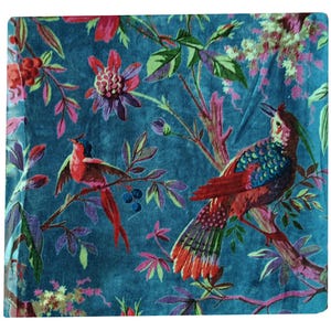 Indian Soft Luxury Velvet Fabric Upholstery Dressmaking Sewing Fabric, Cotton Velvet Sewing Soft Fabric Bird And Floral Print