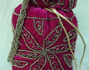 Zardozi Pearl Embroidered Potli Bag | Indian Wedding Favor