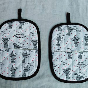 Quilted Pocket Potholder Set: Handmade Trophy Wife Design
