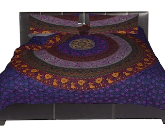 Indian Mandala Cotton Duvet Cover Set: Bohemian Bedding with Pillow Covers
