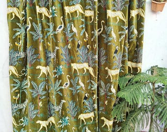 Elegant Heron Curtain Panel-Heron And Plants by nina_leth-Jungle Foliage Wildflower Marsh Crane Custom Curtain Panel by Spoonflower Velvet