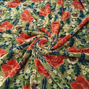 Indian Soft Luxury Velvet Fabric Upholstery Dressmaking Sewing Fabric, Cotton Velvet Sewing Soft Fabric Floral Print