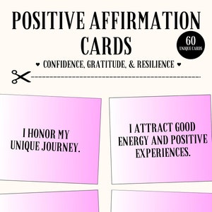 Positieve bevestigingskaarten, digitale bevestigingskaarten, stapel kaarten, positieve bevestigingskaarten, pdf, Vision Board-afdrukbare items