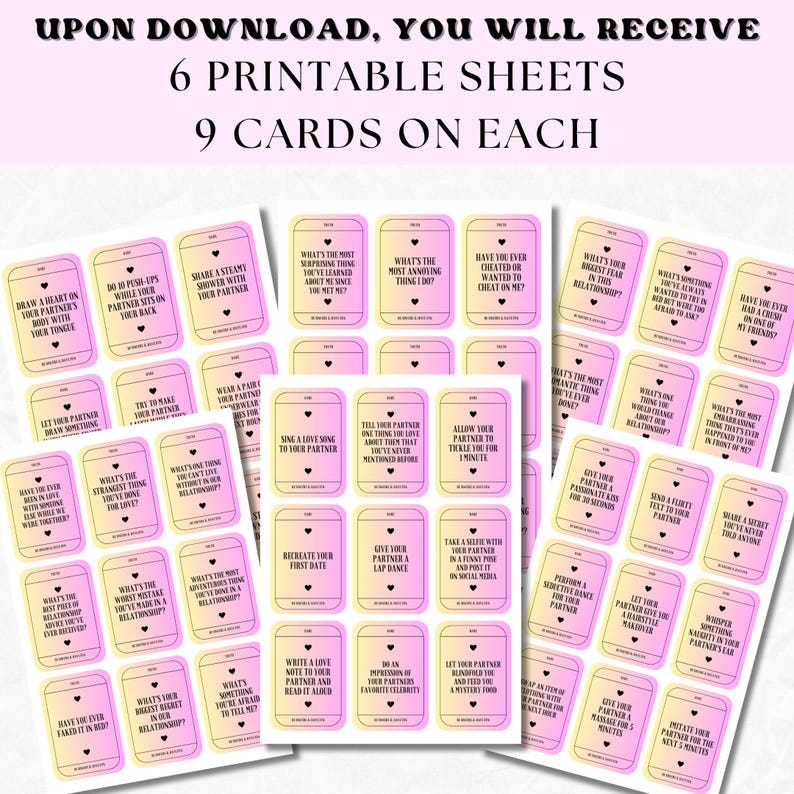 Couples Truth or Dare Game, Couple Game, Printable Conversation Starter ...