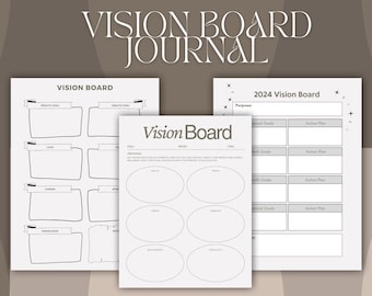 Printable Vision Board Journal | Goal Setting and Manifestation Planner | Customizable Printable | Inspirational Vision Board Template