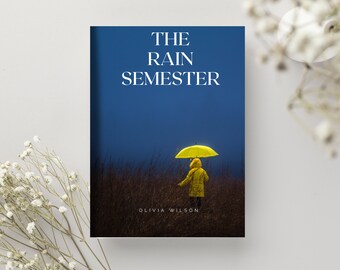 Minimalist Blue Brown Rain Wattpad Ebook Cover - Simple and Serene Design