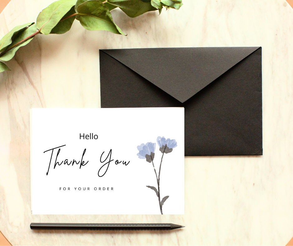 Printable Thank You Card Floral Thank You Card Flower Thank You Card Print at Home Thanks Card Thank You Card For Her Digital Download