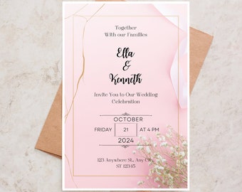 Wedding Invitation Template Fully Editable Printable Wedding Invitation Wedding Invitation Template