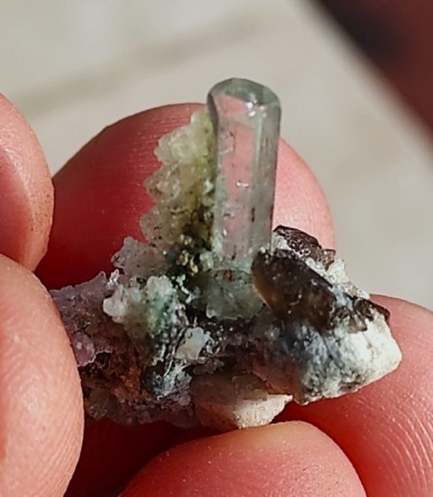 Absolutly stunning caribic blues double terminated crystal of Aquamarine with Muscovite  from famous Erongo(Namibia)!!!