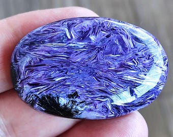 Polished Purple Charoite Cabochon: Siberian AAA Grade (45x30x10mm)