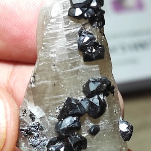 ¡¡Increíbles cristales gemelos de casiterita negra sobre cuarzo ahumado!!