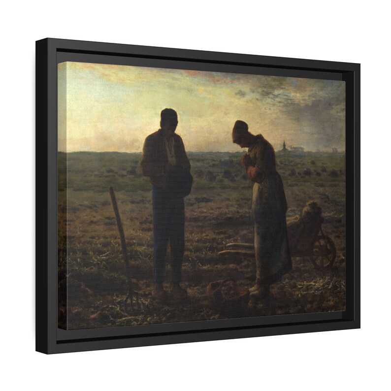 Jean Francois Millet Angelus 1859 Framed Canvas Print With Black