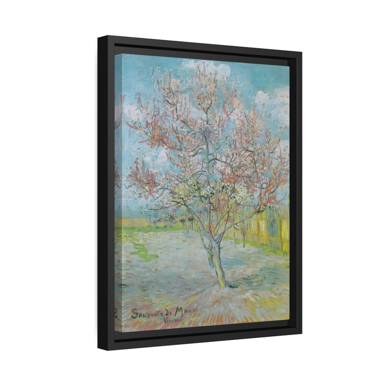 Vincent Van Gogh Flowering Orchards Framed Canvas Print With Black