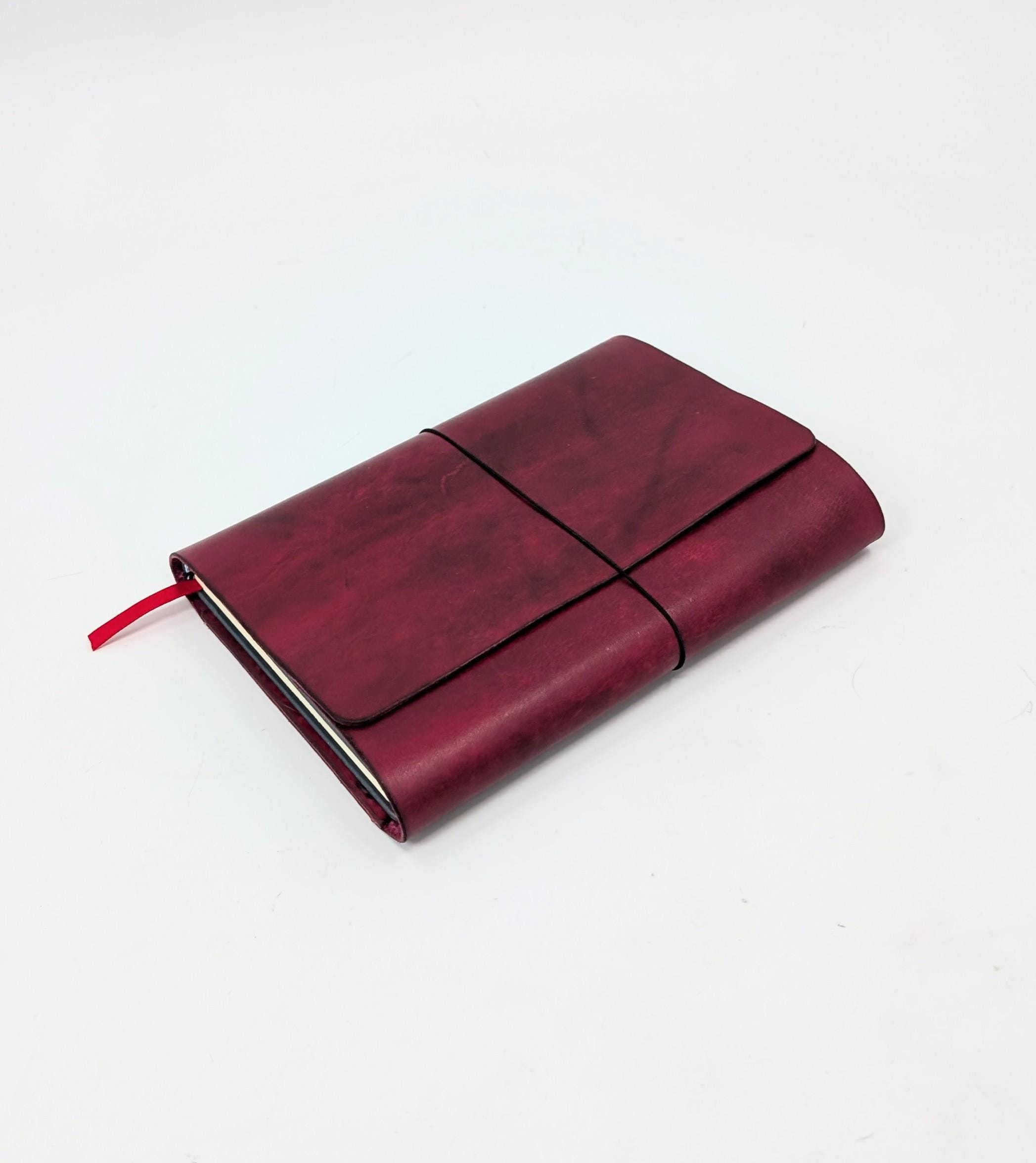 Tri-fold Leather notebook cover for a5 sized journals. Leather travelers notebook.