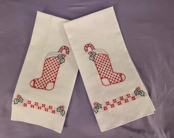Handmade Christmas hand towel set.