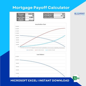 Mortgage Payoff Calculator l Mortgage Template l Amortization Schedule l Debt Calculator l  Microsoft Excel