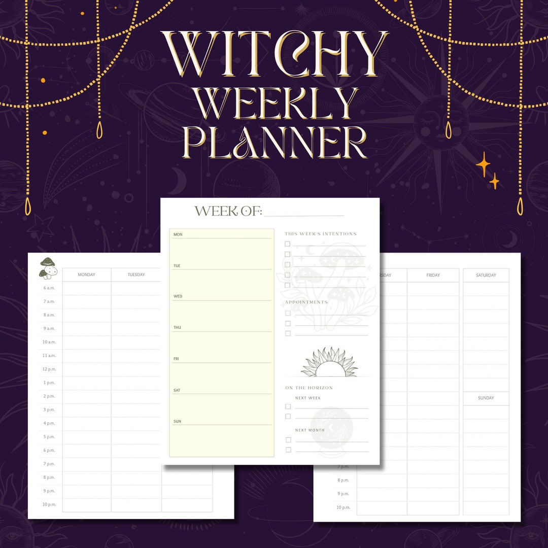Witchy Weekly Planner Printable Planner UNDATED Planner - Etsy