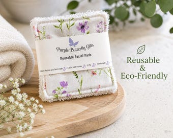 Reusable Cotton Facial Pads | Eco-Friendly Makeup Remover Rounds, Handmade Skincare