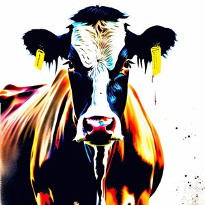 Watercolor Dairy Cow Painting 2 | Downloadable JPEG | Printable Wall Art Decor